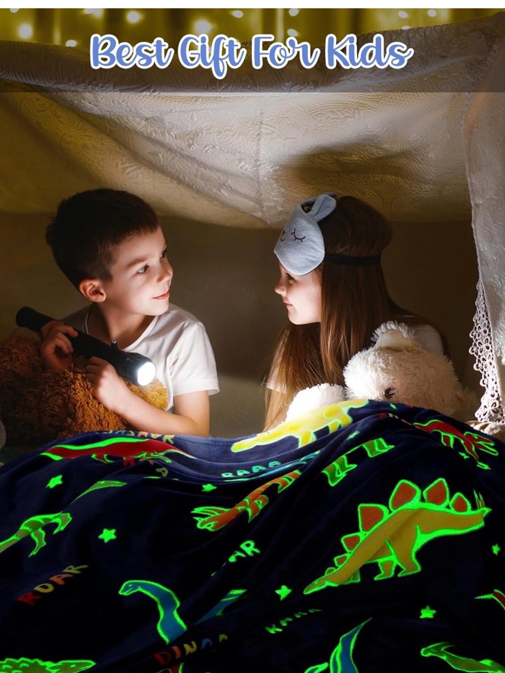 Kids Navy Blue Dinosaur Pajama Blanket - Vibrant Multi-Color Dinosaurs NWT